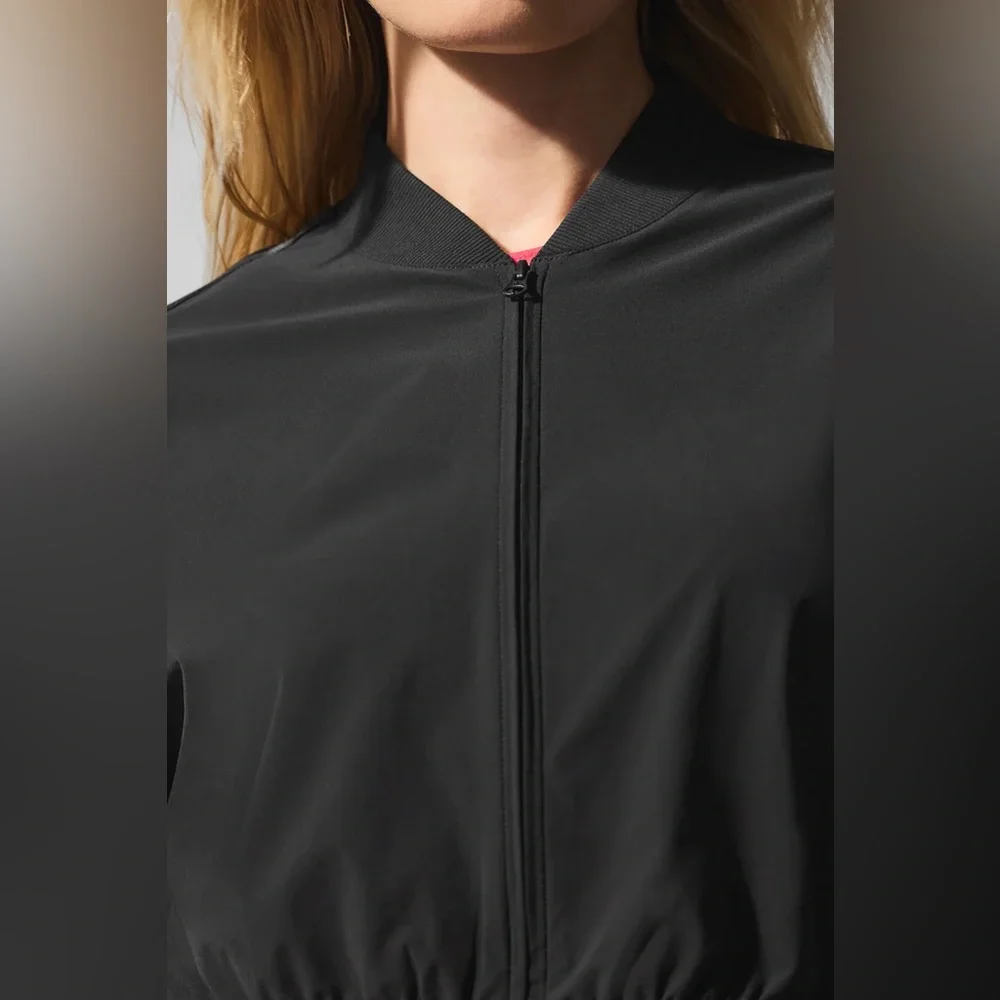 Alo Yoga Cropped Breezy Full-Zip Cover Up Black XS